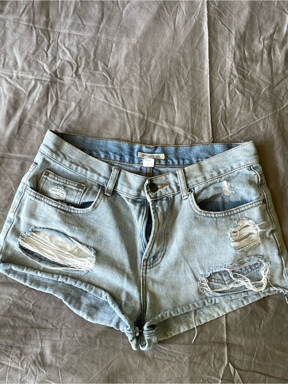 Billabong Light Blue Distressed Denim Jean Shorts